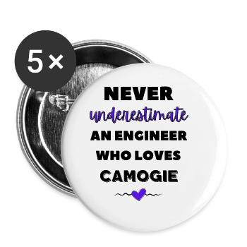 Never underestimate an engineer who loves camogie - Buttons large 2.2''/56 mm (5-pack) - white - Front