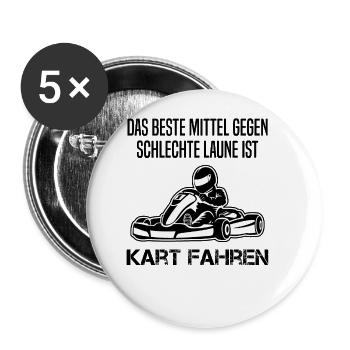 Kart Gokart Kartsport Kartfahrer Spruch Geschenk - Buttons groß 56 mm (5er Pack) - Weiß - Vorne