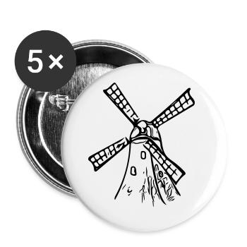 Classic Vintage Windmill - Buttons large 2.2''/56 mm (5-pack) - white - Front