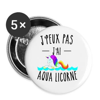 je peux pas j'ai aqua licorne humour - Lot de 5 grands badges (56 mm) - blanc - Devant