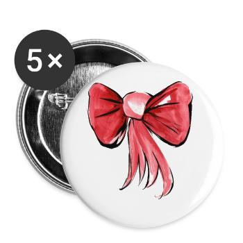 Schleife Aquarell Gemalt - Buttons groß 56 mm (5er Pack) - Weiß - Vorne