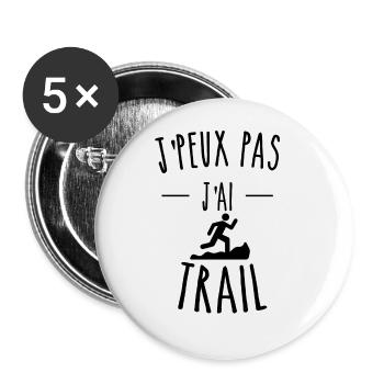je peux pas j'ai trail humour - Lot de 5 grands badges (56 mm) - blanc - Devant