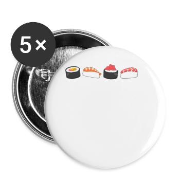 Sushi Maki Nigiri Japan Fisch Gericht Geschenk - Buttons groß 56 mm (5er Pack) - Weiß - Vorne