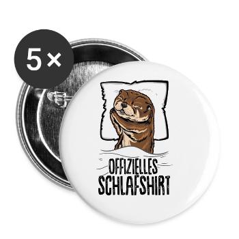 Offizielles Schlafshirt Otter Seeotter Schlafanzug - Buttons groß 56 mm (5er Pack) - Weiß - Vorne