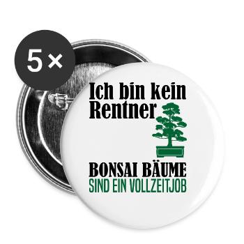 Rentner Ruhestand Bonsai Baum Spruch Geschenk - Buttons groß 56 mm (5er Pack) - Weiß - Vorne
