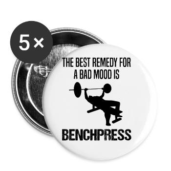 Bodybuilder Force Sports Bench Press Dire Cadeau - Lot de 5 grands badges (56 mm) - blanc - Devant