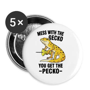 Gecko Meme - Buttons groß 56 mm (5er Pack) - Weiß - Vorne