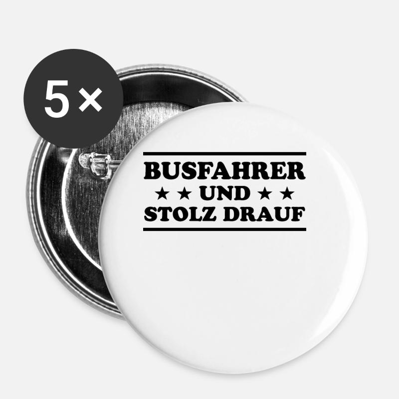 Busfahrer Beruf Lustiger Spruch Linienbus Geschenk - Buttons groß 56 mm (5er Pack) - Weiß