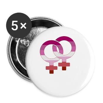 Lesbian Symbol - Gay Pride Queer LGBTQ CSD - Buttons groß 56 mm (5er Pack) - Weiß - Vorne