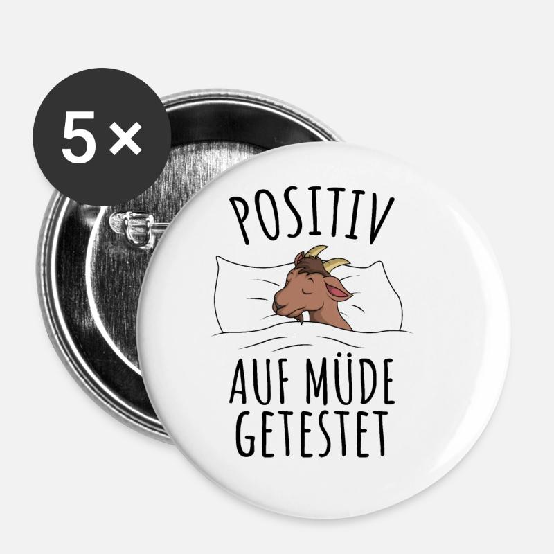 Ziege - Buttons groß 56 mm (5er Pack) - Weiß