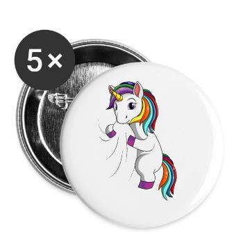 Einhorn - Buttons groß 56 mm (5er Pack) - Weiß - Vorne