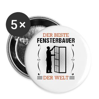 Fensterbauer Beruf Ausbildung Handwerker Geschenk - Buttons groß 56 mm (5er Pack) - Weiß - Vorne