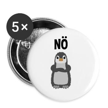 Böser Pinguin Nö Lustiger Spruch Geschenk - Buttons groß 56 mm (5er Pack) - Weiß - Vorne