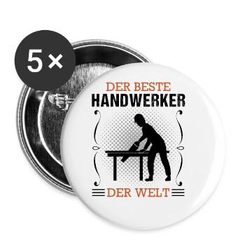Handwerker Handwerk Beruf Ausbildung Geschenk - Buttons groß 56 mm (5er Pack) - Weiß - Vorne