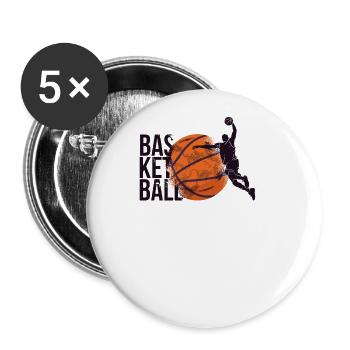 Basketball Basketball Player Basketball Balls - Buttons large 2.2''/56 mm (5-pack) - white - Front