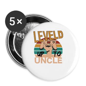 Leveld up to Uncle Gaming Zocken - Buttons large 2.2''/56 mm (5-pack) - white - Front