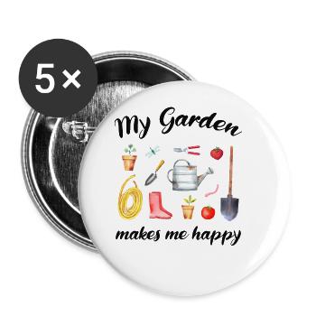 Garten Spruch Gärtner Hobbygärtner Geschenkidee - Buttons groß 56 mm (5er Pack) - Weiß - Vorne