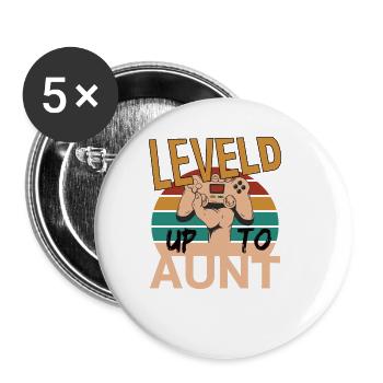 Leveld up to Aunt Gaming Zocken - Buttons groß 56 mm (5er Pack) - Weiß - Vorne