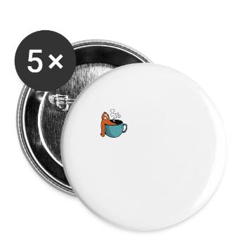 Lustiger Kaffee Faultier Spruch für die Arbeit - Buttons groß 56 mm (5er Pack) - Weiß - Vorne