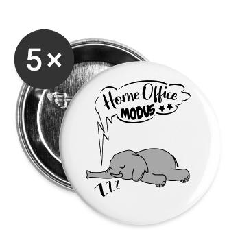 Home Office Modus Elefant Ingnorant Nein Nö Chef - Buttons groß 56 mm (5er Pack) - Weiß - Vorne