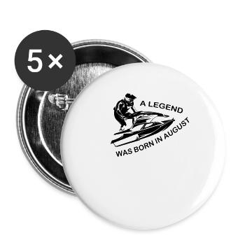 Jet Ski Rider Août Cadeaux d’anniversaire - Lot de 5 grands badges (56 mm) - blanc - Devant