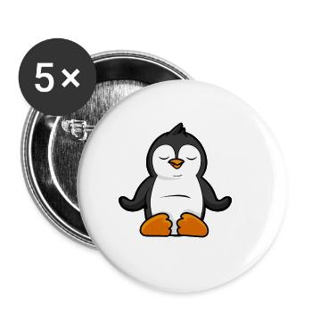 Yoga Pinguin, Meditation Yoga für Kinder und - Buttons groß 56 mm (5er Pack) - Weiß - Vorne