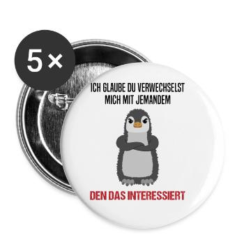 Pinguin Sarkastischer Spruch Lustiges Geschenk - Buttons groß 56 mm (5er Pack) - Weiß - Vorne