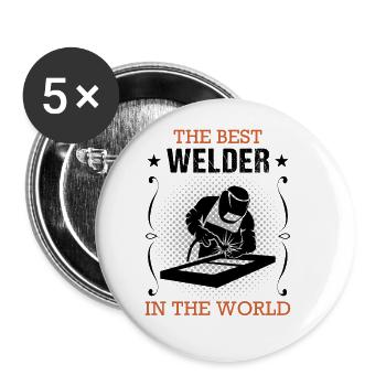 Profession de soudeur Machine à souder Craftsman Cadeau - Lot de 5 grands badges (56 mm) - blanc - Devant