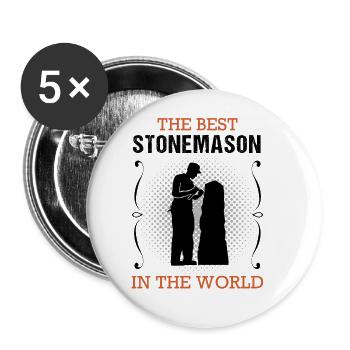 Stonemason Profession Training Craftsman Gift - Buttons large 2.2''/56 mm (5-pack) - white - Front
