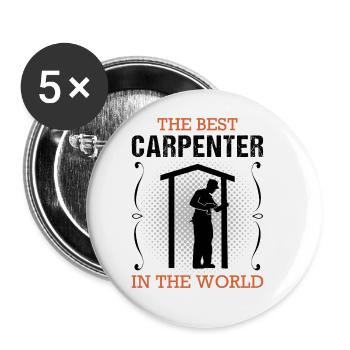 Carpenter Profession Carpenter Craftsman Gift - Buttons large 2.2''/56 mm (5-pack) - white - Front