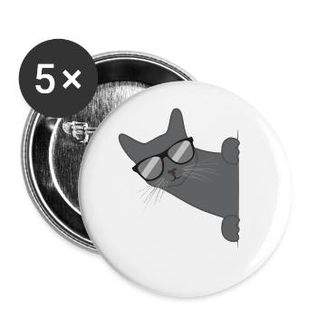 Cat With Sunglasses Funny Kitten Gift - Buttons large 2.2''/56 mm (5-pack) - white - Front