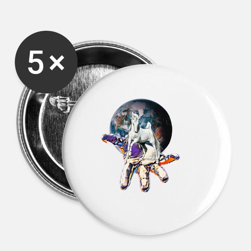 Horse - Buttons large 2.2''/56 mm (5-pack) - white