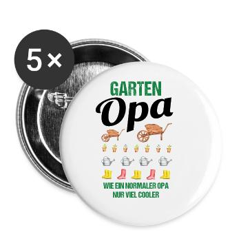 Garten Opa Lustiger Spruch Geschenk Herren - Buttons groß 56 mm (5er Pack) - Weiß - Vorne