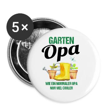 Garten Opa Lustiger Spruch Geschenk Herren - Buttons groß 56 mm (5er Pack) - Weiß - Vorne