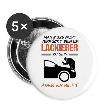 Fahrzeuglackierer Spruch Lackierer Geschenk - Buttons groß 56 mm (5er Pack) - Weiß - Vorne