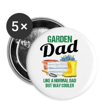 Garten Papa Lustiger Spruch Geschenk Herren - Buttons groß 56 mm (5er Pack) - Weiß - Vorne