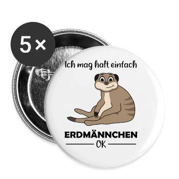 Erdmännchen Liebhaber Lustiger Spruch Geschenk - Buttons groß 56 mm (5er Pack) - Weiß - Vorne