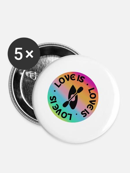 Kajakfahren: Liebe ist. - Buttons groß 56 mm (5er Pack) - Weiß