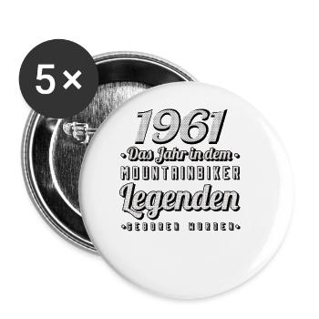 MTB-Mountainbiker 1961 Jahrgang Geburtstag MTB - Buttons groß 56 mm (5er Pack) - Weiß - Vorne