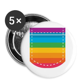 LGBT GAY Lesbisch Pride Geschenk - Buttons groß 56 mm (5er Pack) - Weiß - Vorne