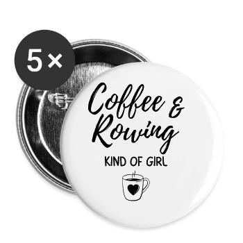 Coffee & rowing kind of girl. - Buttons large 2.2''/56 mm (5-pack) - white - Front