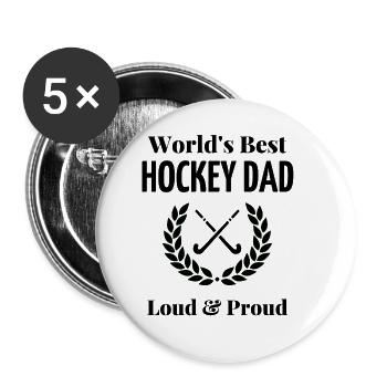 Der beste Hockey-Vater der Welt - Buttons groß 56 mm (5er Pack) - Weiß - Vorne
