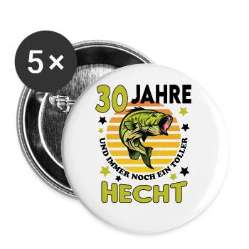Geburtstag Toller Hecht Alter Jahre 30 - Buttons groß 56 mm (5er Pack) - Weiß - Vorne