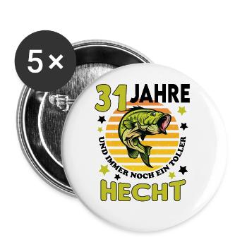 Geburtstag Toller Hecht Alter Jahre 31 - Buttons groß 56 mm (5er Pack) - Weiß - Vorne