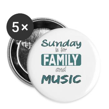 Sunday is for family and Music Spruch - Lot de 5 grands badges (56 mm) - blanc - Devant