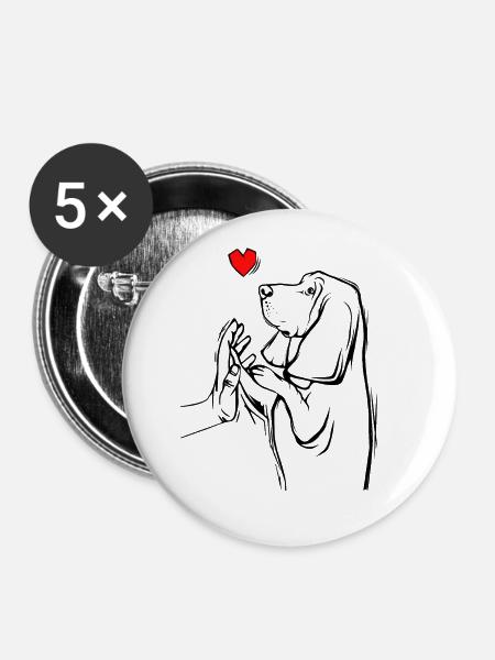 Basset Hound - Buttons groß 56 mm (5er Pack) - Weiß