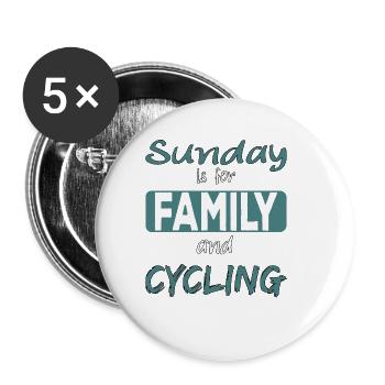 Sunday is for family and Cycling Spruch - Lot de 5 grands badges (56 mm) - blanc - Devant