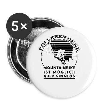 Mountain Bikes Fahrrad Zubehör MTB lustiges - Buttons groß 56 mm (5er Pack) - Weiß - Vorne