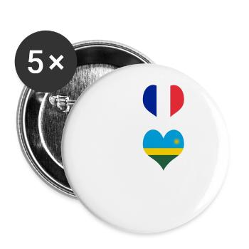 La France et le Rwanda Génie / cadeau - Lot de 5 grands badges (56 mm) - blanc - Devant