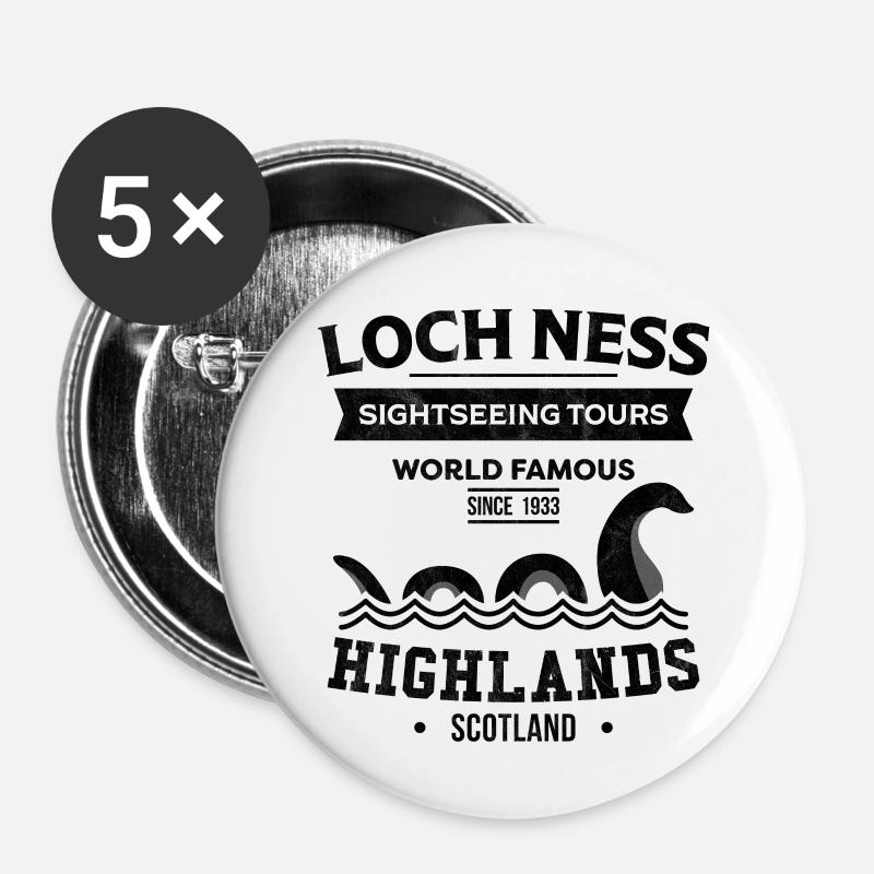 Loch Ness Monster Sightseeing Tours - Buttons large 2.2''/56 mm (5-pack) - white